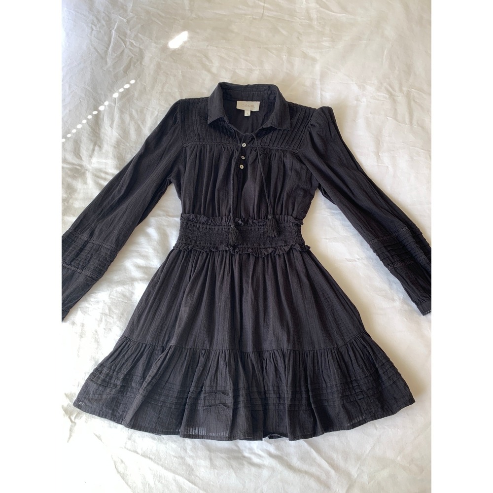 Cleobella Farlow Long Sleeve Organic Cotton Black Minidress CBK Cocktails / SZ S - Picture 15 of 16